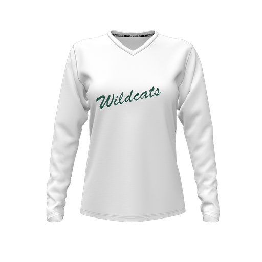 [CUS-DFW-TEES-CMF-VNK-LSL-WHT-FYXS-LOGO2] Comfort T-Shirt (Female Youth XS, White, V Neck, Logo 2, Long Sleeve)