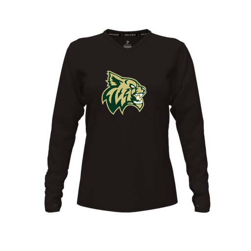 [FTLVCFBK-FYXS-LOGO1] Decker Comfort T-Shirt (Female Youth XS, Black, V Neck, Logo 1, Long Sleeve)