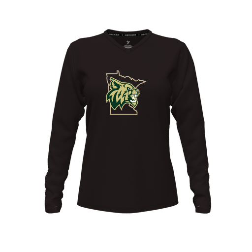 [CUS-DFW-TEES-CMF-VNK-LSL-BLK-FYXS-LOGO3] Comfort T-Shirt (Female Youth XS, Black, V Neck, Logo 3, Long Sleeve)