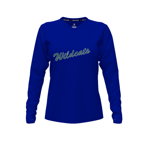 [CUS-DFW-TEES-CMF-VNK-LSL-RYL-FYXS-LOGO2] Comfort T-Shirt (Female Youth XS, Royal, V Neck, Logo 2, Long Sleeve)