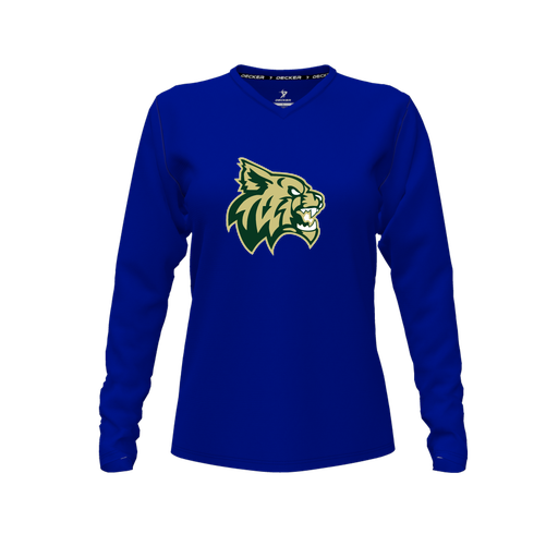 [FTLVPTRY-FYXS-LOGO1] Decker Performance T-Shirt (Female Youth XS, Royal, V Neck, Logo 1, Long Sleeve)