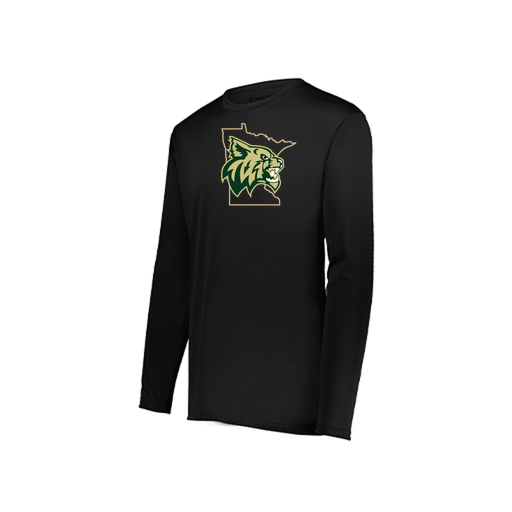 [222823.080.S-LOGO3] Youth LS Smooth Sport Shirt (Youth S, Black, Logo 3)