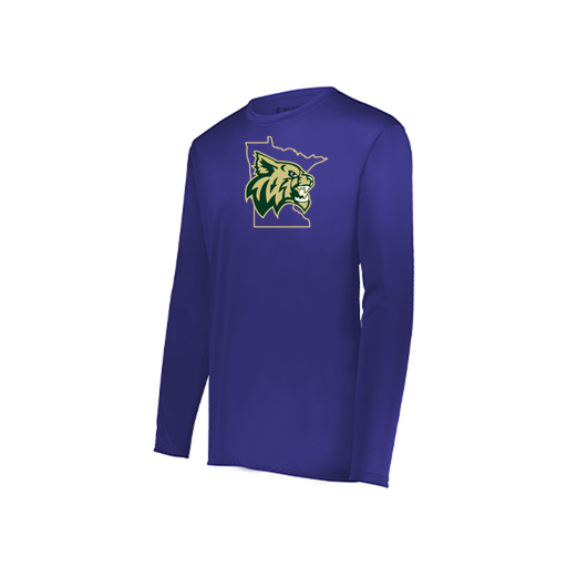 [222823.747.S-LOGO3] Youth LS Smooth Sport Shirt (Youth S, Purple, Logo 3)