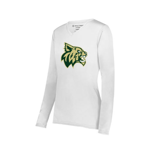 [222824.005.S-LOGO1] Ladies LS Smooth Sport Shirt (Female Adult S, White, Logo 1)