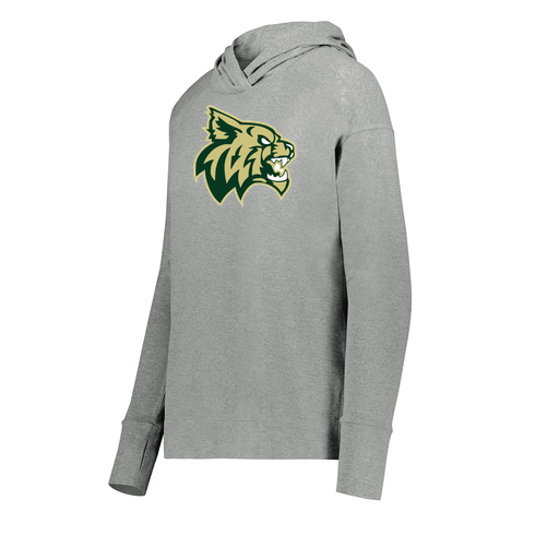 [222798-SIL-FAXS-LOGO1] Ladies Ventura Thin Knit Hoodie (Female Adult XS, Silver, Logo 1)